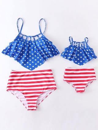 Patriotic mom and me swimsuit