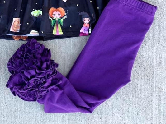 Purple ruffle leggings