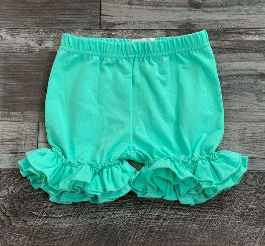 Mint ruffle shorts