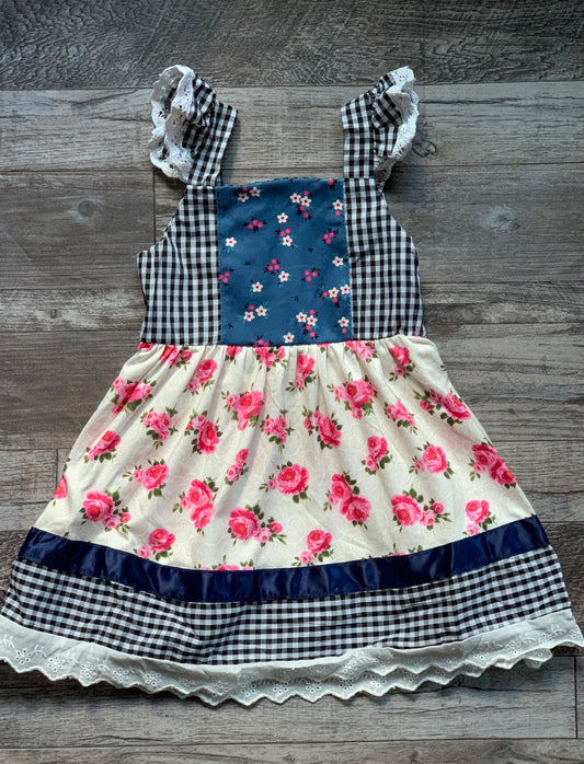 Checkered floral dress
