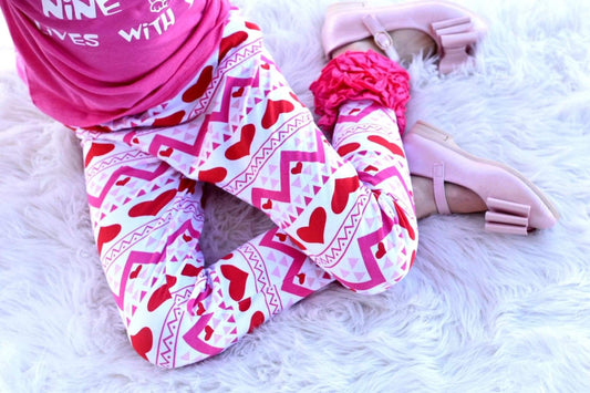 Dark pink heart leggings