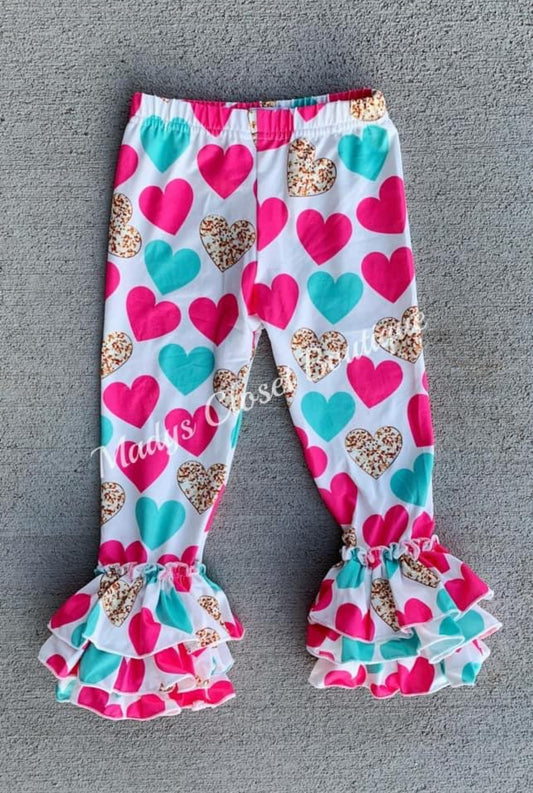 Heart triple ruffle leggings