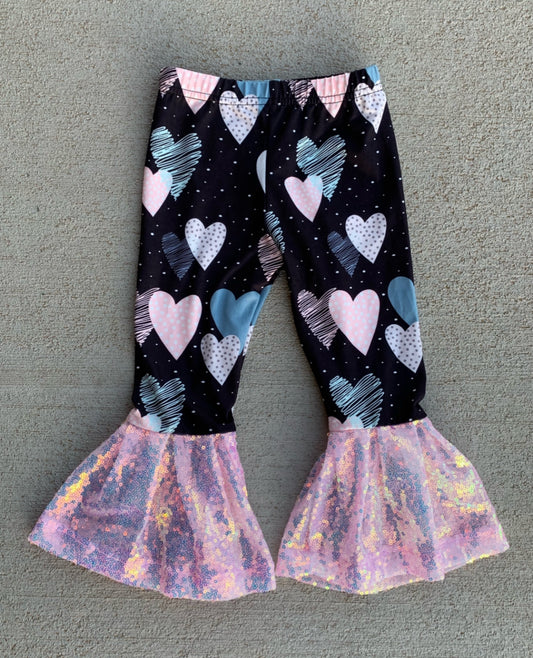 Glitter heart bells