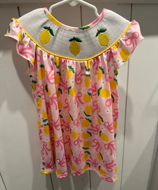 Lemon smocked dress